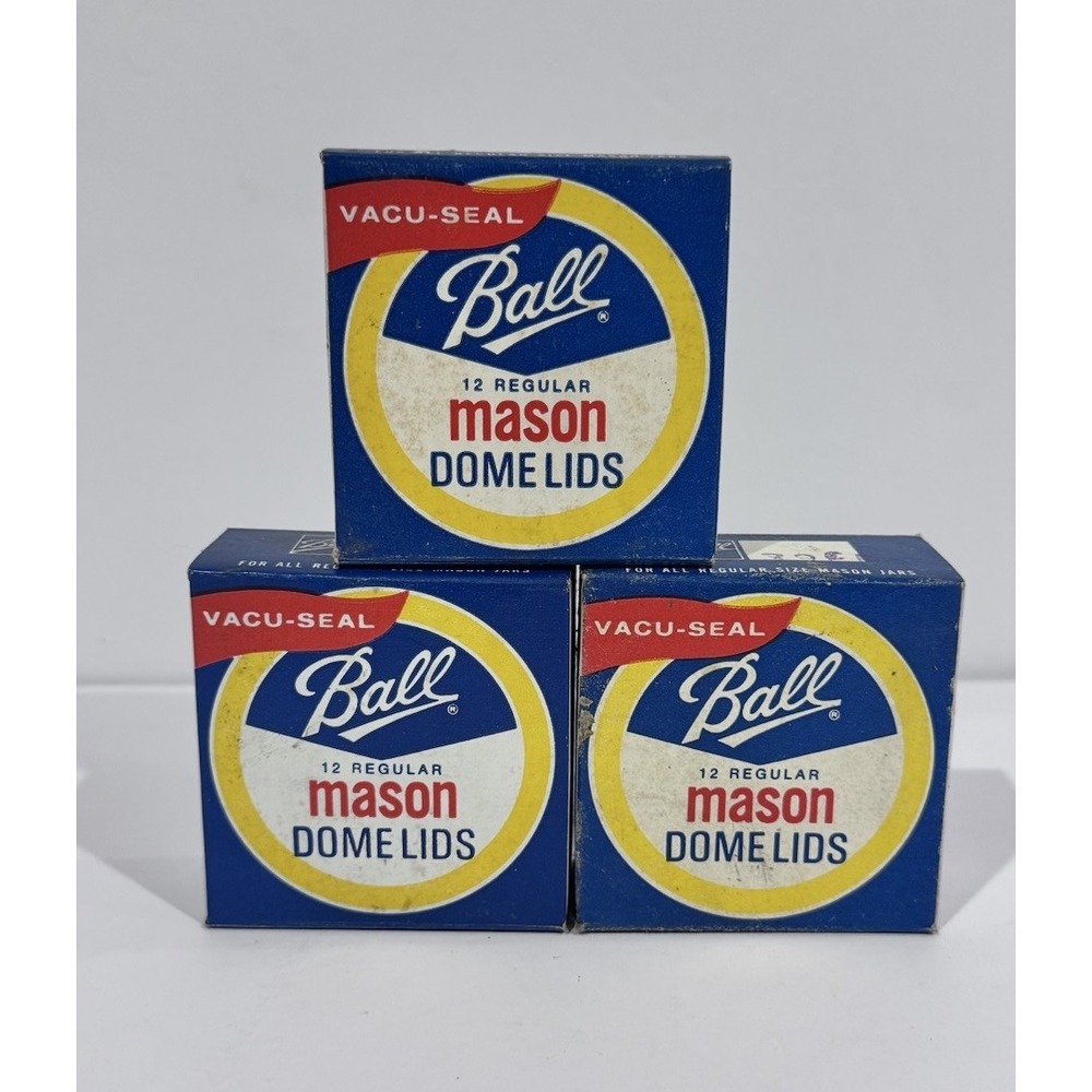 Vintage Ball Vacu-Seal Regular‎ Mason Dome Lids 3 Boxes Of 12 Mason Jar Canning